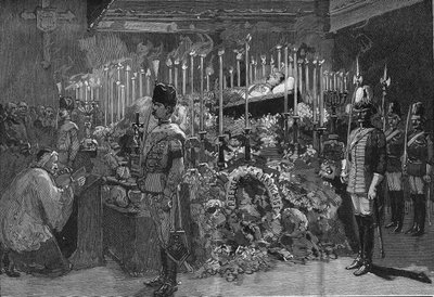 वियना 1889: हैब्सबर्ग के आर्कड्यूक रोडोल्फ का जलता हुआ चैपल (1858 - 1889) द्वारा अज्ञात कलाकार