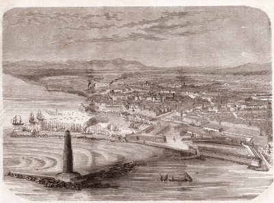 लिवोर्नो का दृश्य (लिवोर्नो - टस्कनी - टस्कनी) - टस्कनी - उत्कीर्णन 1860 द्वारा अज्ञात कलाकार