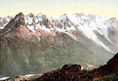 मोंट ब्लांक का दृश्य: 1890 के आसपास मोंट ब्लांक श्रृंखला द्वारा अज्ञात कलाकार
