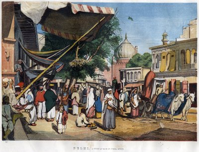 1857 में "द इलस्ट्रेटेड लंदन न्यूज" (28 नवंबर 1857) में मस्जिद जुमा मस्जिद, भारत के पास नई दिल्ली शहर का दृश्य। द्वारा अज्ञात कलाकार