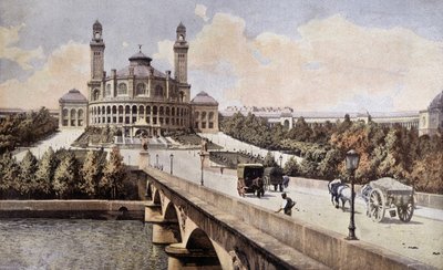 1898 में पैलेस डू ट्रोकाडेरो (पेरिस) का दृश्य। द्वारा अज्ञात कलाकार