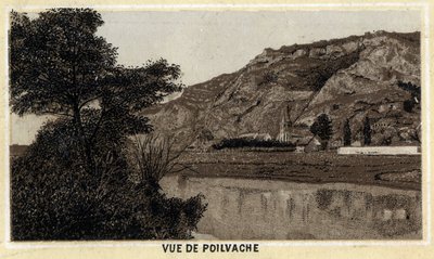 Poilvache, Vallee de la Meuse, बेल्जियम के गांव का दृश्य। 19वीं सदी के उत्तरार्ध की क्रोमोलिथोग्राफी। द्वारा अज्ञात कलाकार