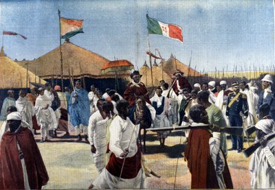 मेनेलिक II (1844-1913, इथियोपिया के राजा) की इतालवी पूर्णाधिकारी सिस्कोडिकोला के राष्ट्रपति की यात्रा द्वारा अज्ञात कलाकार