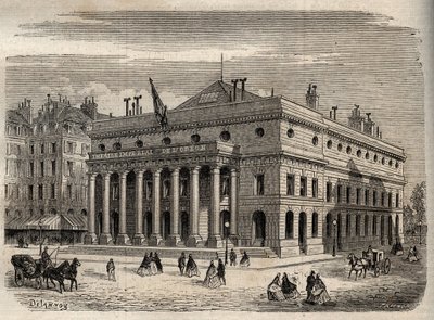 पेरिस में Vue du Theatre de l'Odeon - 19वीं सदी में - "Dictionnaire populaire शानदार" में उत्कीर्णन - 1864 - जोसेफ डेसेम्ब्रे और एडमंड एलोनियर द्वारा द्वारा अज्ञात कलाकार