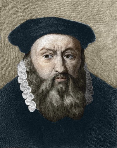 जीन केल्विन (1509-1564), फ्रांसीसी धार्मिक सुधारक और लेखक का चित्र। द्वारा अज्ञात कलाकार