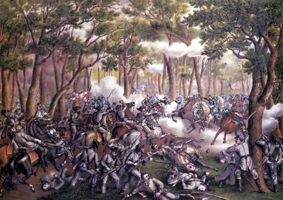 अमेरिकी अलगाव युद्ध या गृहयुद्ध (1861 - 1865): जंगल की लड़ाई या टॉड्स टैवर्न या ब्रॉक रोड (वर्जीनिया) मई 05-07 द्वारा अज्ञात कलाकार