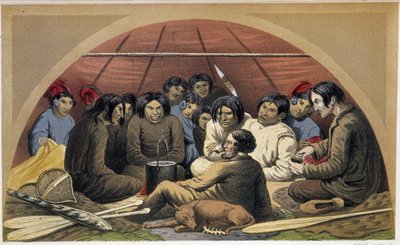 हिंद, लंदन द्वारा "" लैब्राडोर प्रायद्वीप की खोज" में अपने टेंट में ओटेलने की एक भारतीय यात्रा द्वारा अज्ञात कलाकार