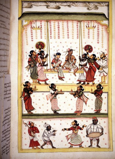 स्टीफानो निविबस कार्डेरा की पांडुलिपि (ms.8300) "हिस्ट्री ऑफ मोगोल" (मोगुल या मोघोल) से ब्राइडल दावत पेज। 18 वीं सदी। बिब्लोटेका मार्सियाना, वेनिस द्वारा अज्ञात कलाकार