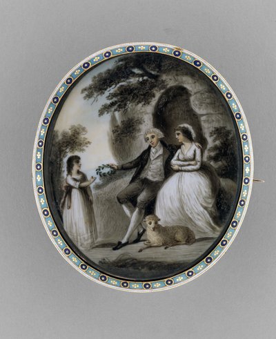 ब्रोच, c.1800 (हाथी दांत पर सेपिया, बाल, तामचीनी) द्वारा अज्ञात कलाकार