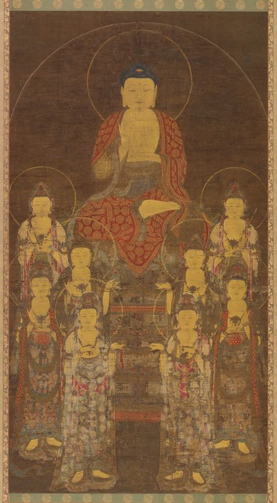 बुद्ध अमिताभ (अमिता) और आठ महान बोधिसत्व द्वारा अज्ञात कलाकार