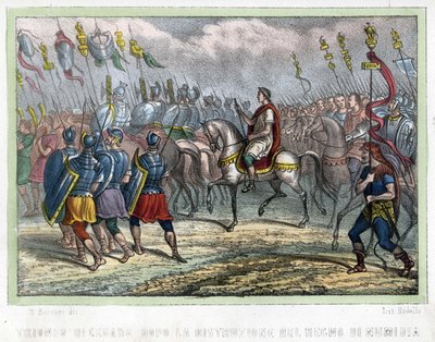 न्यूमिडिया साम्राज्य के विनाश के बाद सीज़र की मंडली - लियोन गैलिबर्ट द्वारा "" L'Algerie ancienne et Moderne" में। 1846 रंग में इतालवी संस्करण। द्वारा अज्ञात कलाकार