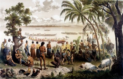 बासाक, लाओस में डोंगी दौड़। 1866 - 1868 के वर्षों के दौरान इंडोचाइना के लिए अन्वेषण यात्रा का एटलस, एफ गार्नियर द्वारा संपादित द्वारा अज्ञात कलाकार