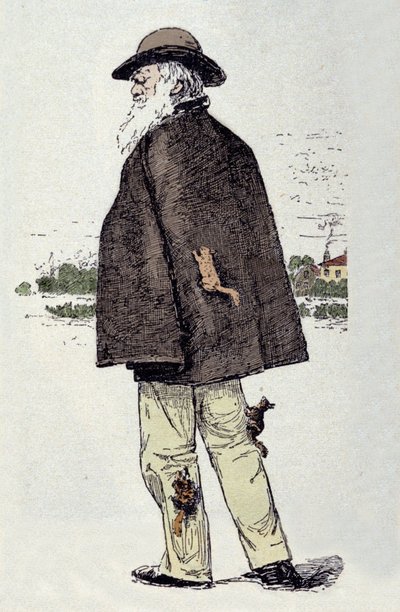 चार्ल्स डार्विन (1809 - 1882), गिलहरी के साथ अंग्रेजी प्रकृतिवादी। द्वारा अज्ञात कलाकार