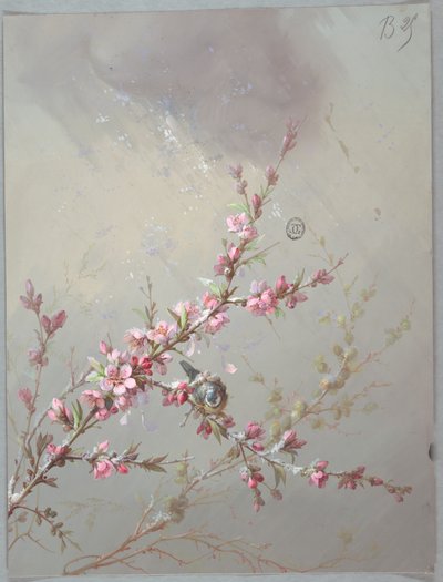 वॉलपेपर और वस्त्रों के लिए डिज़ाइन: फूल और पक्षी द्वारा Unknown artist