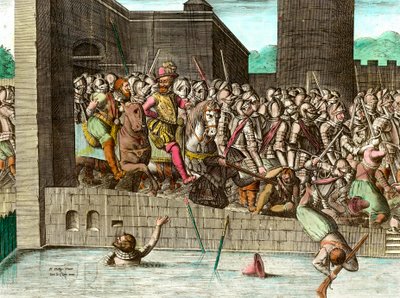 22 मार्च 1594 को राजा हेनरी चतुर्थ (1553-1610) द्वारा पेरिस में प्रवेश किया गया। 18वीं शताब्दी का उत्कीर्णन। कोल. चल दर। द्वारा अज्ञात कलाकार