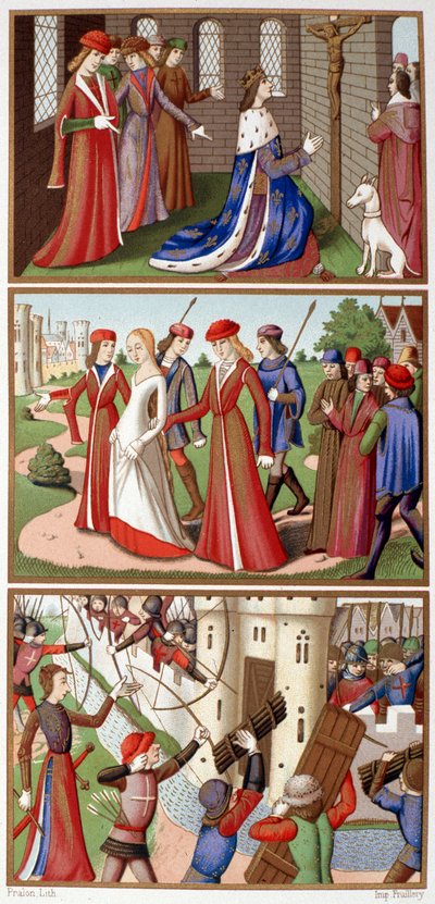 चार्ल्स VII और जोन ऑफ आर्क के इतिहास के एपिसोड (Fac simile des miniatures des vigiles du King Charles VII) - एच। वॉलन द्वारा "" जीन डी'आर्क" में द्वारा अज्ञात कलाकार