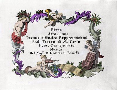 Giovanni Paisiello (या Paeseello या Paesieillo) (1740-1816), इतालवी संगीतकार द्वारा "" पिरो "" का फ्रंटस्पाइस। १७८७ द्वारा अज्ञात कलाकार