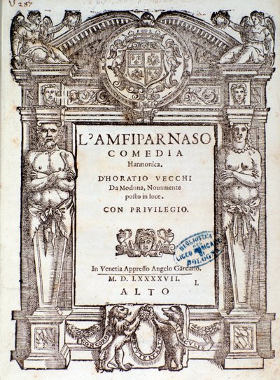 Orazio Vecchi . द्वारा Amfiparnaso मैड्रिगल कॉमेडी से फ्रंटिसपीस द्वारा अज्ञात कलाकार