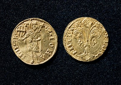 गोल्ड गिल्डर। 1250-1300 बार्गेलो राष्ट्रीय संग्रहालय फ्लोरेंस द्वारा अज्ञात कलाकार