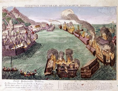 जिब्राल्टर की भव्य घेराबंदी 1779-1783 (उत्कीर्णन) द्वारा अज्ञात कलाकार