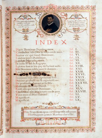 Giovanni Giacomo Gastoldi . के चित्र के साथ अनुक्रमणिका पृष्ठ द्वारा अज्ञात कलाकार
