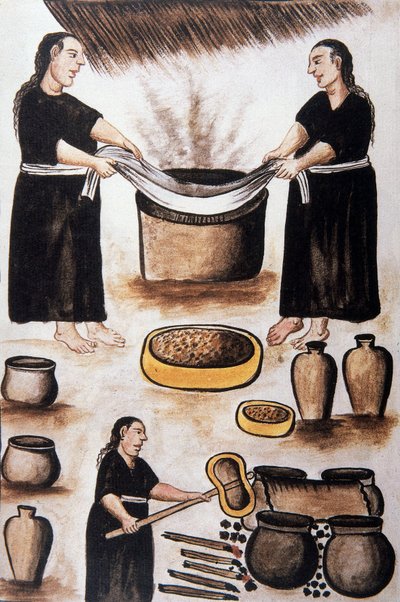 ट्रुजिलो के बिशप (1782-1785) बाल्टाज़ार मार्टिनेज कॉम्पैनोन वाई बुजांडा द्वारा "ट्रूजिलो डेल पेरू" या "कोडिस मार्टिनेज कॉम्पैनोन" पुस्तक से मांस पकाने वाले भारतीय द्वारा अज्ञात कलाकार