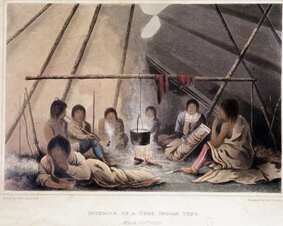 इंटेरियूर डी'यून टेंट डी'इंडियंस डी'अमेरिक - "" 1819-1821 के वर्षों में ध्रुवीय समुद्र के तटों की यात्रा की कथा" में, जॉन फ्रैंकलिन द्वारा, एड। लंडन द्वारा अज्ञात कलाकार