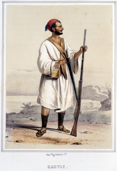 19वीं सदी के उत्तरार्ध के दौरान अल्जीयर्स में कबाइल आदमी। द्वारा अज्ञात कलाकार