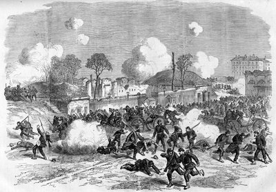 1871 में पेरिस का कम्यून। संघों (कम्युनर्ड्स) द्वारा पोर्टे माइलॉट की रक्षा। द्वारा अज्ञात कलाकार