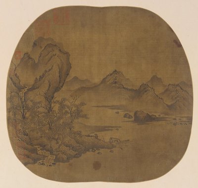 भूदृश्य: एक विस्तृत धारा में उतरता हुआ मोतियाबिंद; दूर पहाड़ द्वारा अज्ञात कलाकार