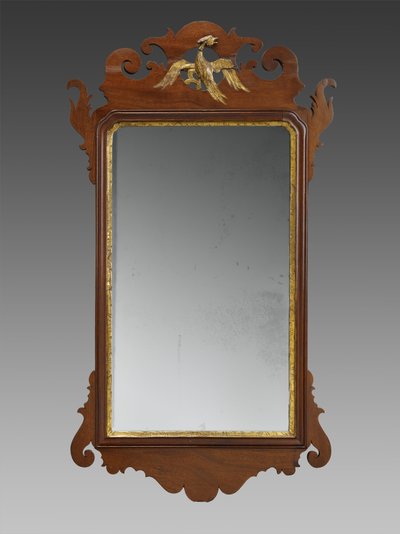 लुकिंग ग्लास, सी। 1750-1820 (महोगनी लिबास, अज्ञात सेकेंडरी वुड्स, सोने की पत्ती, और शीशे का गिलास) द्वारा अज्ञात कलाकार