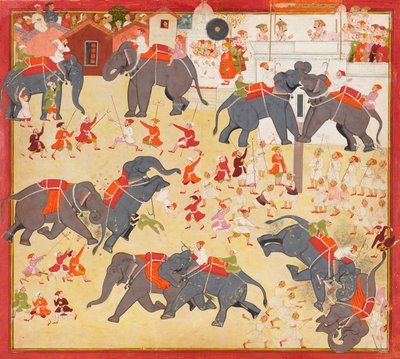 हाथी युद्ध का अवलोकन करते हुए महाराणा राज सिंह द्वारा अज्ञात कलाकार