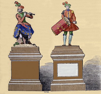 संगीतकार ऑटोमेटन: "" ट्रैवर्सियर बांसुरी वादक"" (1737) और "" टैम्बोरिन वादक" (1738)। वे जैक्स डी वौकेनसन (1709-1782), फ्रांसीसी इंजीनियर द्वारा बनाए गए हैं। द्वारा अज्ञात कलाकार