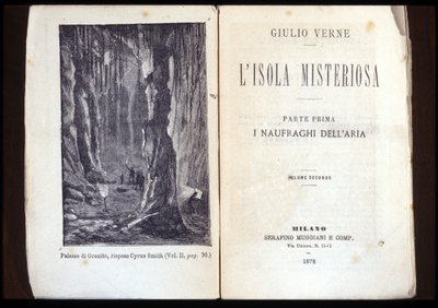जूल्स वर्ने द्वारा "द मिस्टीरियस आइलैंड" के एक इतालवी संस्करण का पृष्ठ। 1878. मिलान। द्वारा अज्ञात कलाकार