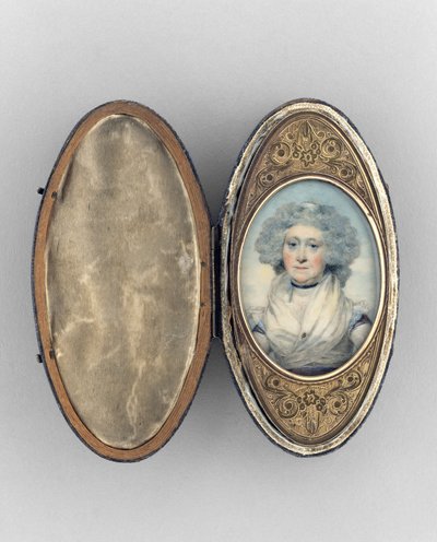 एक महिला के पोर्ट्रेट के साथ पैच बॉक्स, c.1780 (हाथी दांत पर पानी का रंग, गिल्ट-तांबा और कांच) द्वारा अज्ञात कलाकार