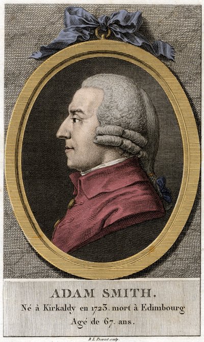 एडम स्मिथ का पोर्ट्रेट (1723 - 1790), स्कॉटिश दार्शनिक और अर्थशास्त्री। द्वारा अज्ञात कलाकार