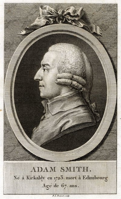एडम स्मिथ का पोर्ट्रेट (1723 - 1790), स्कॉटिश दार्शनिक और अर्थशास्त्री। द्वारा अज्ञात कलाकार