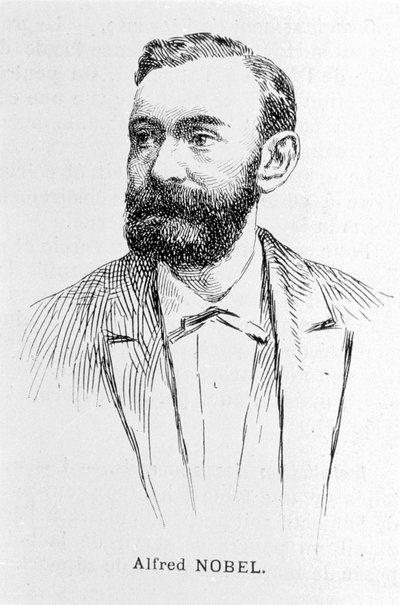 अल्फ्रेड नोबेल (1833 - 1896), स्वीडिश उद्योगपति और रसायनज्ञ का पोर्ट्रेट। द्वारा अज्ञात कलाकार