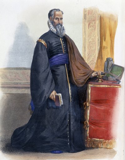 फ्रांसीसी चिकित्सक और सर्जन (1509-1590) एम्ब्रोज़ पारे का पोर्ट्रेट। - "" ले प्लुटार्क फ़्रैंकैस "" एड में। मेनेचेट, पेरिस द्वारा अज्ञात कलाकार