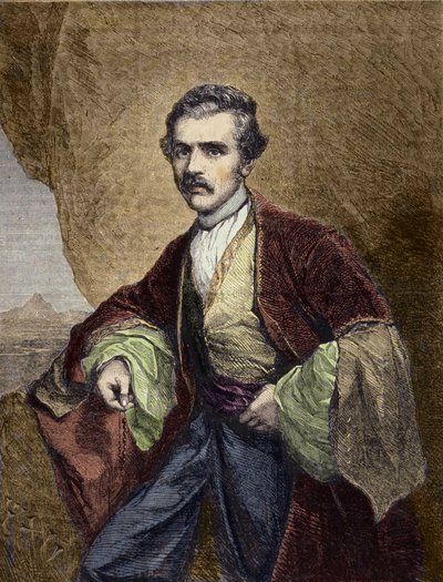 ऑस्टेन हेनरी लेयर्ड (1817-1894), अंग्रेजी यात्री और पुरातत्वविद् का पोर्ट्रेट। द्वारा अज्ञात कलाकार