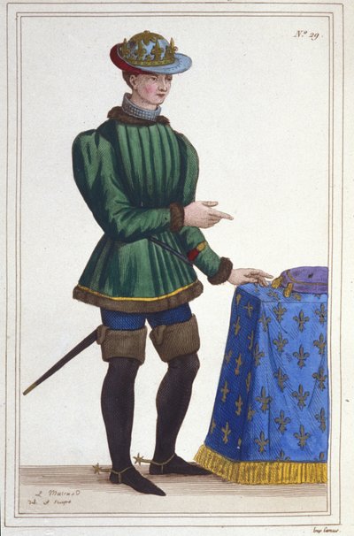 चार्ल्स VII (1403 - 1461) का पोर्ट्रेट, फ्रांस के राजा ने 1830 . का उत्कीर्णन किया द्वारा अज्ञात कलाकार