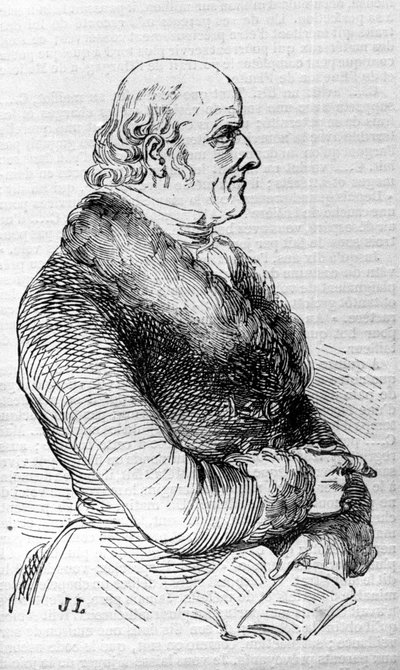 होम्योपैथी के संस्थापक चिकित्सक क्रिश्चियन हैनिमैन (1755 - 1843) का पोर्ट्रेट। 19वीं सदी की नक्काशी। द्वारा अज्ञात कलाकार