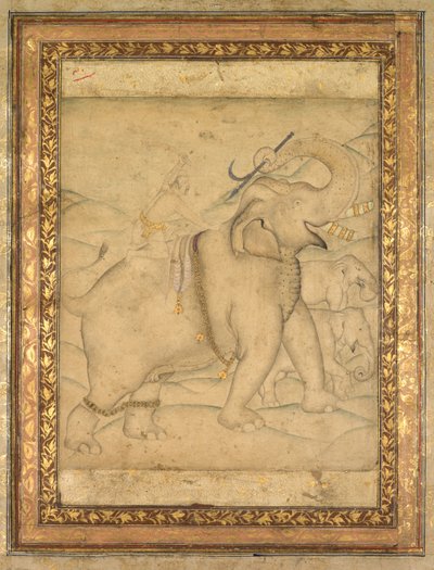 हाथी पर सवार सम्राट जहाँगीर का चित्र द्वारा अज्ञात कलाकार