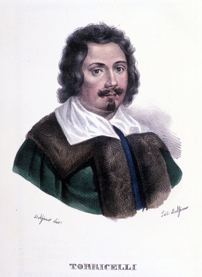 इवेंजेलिस्टा टोरिसेली या टोरिसेली (1608 - 1647), इतालवी भौतिक विज्ञानी का पोर्ट्रेट द्वारा अज्ञात कलाकार