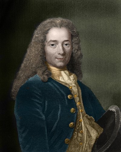 फ्रेंकोइस-मैरी अरोएट का पोर्ट्रेट, डिट वोल्टेयर (1694 - 1778), फ्रांसीसी लेखक और दार्शनिक। द्वारा अज्ञात कलाकार