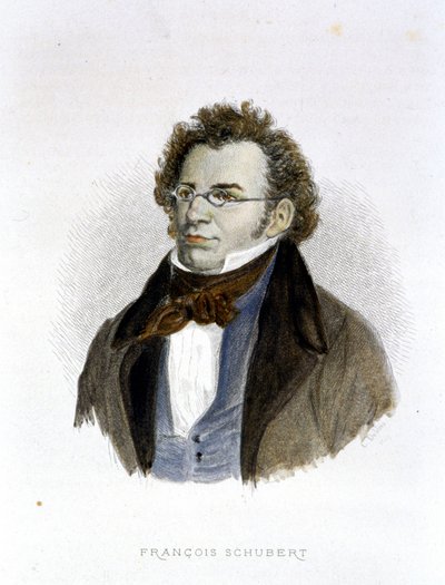 फ्रांट्ज़ शुबर्ट का पोर्ट्रेट (1797 - 1828) - उत्कीर्णन द्वारा अज्ञात कलाकार