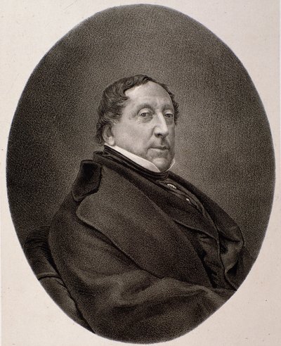 Gioacchino Rossini का पोर्ट्रेट (उत्कीर्णन) द्वारा अज्ञात कलाकार