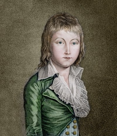 लुइस XVII (1785-1795) का पोर्ट्रेट फ्रांस लिथोग्राफ का दौफिनh द्वारा अज्ञात कलाकार