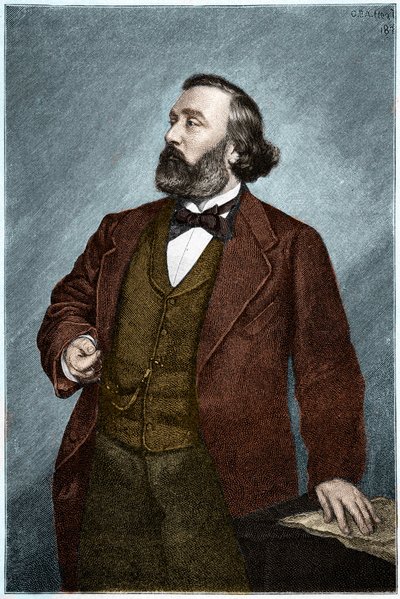 लियोन गैम्बेटा का पोर्ट्रेट (1838-1882), फ्रांसीसी राजनीतिज्ञ। द्वारा अज्ञात कलाकार