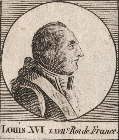 लुई सोलहवें (1754-1793) का चित्र, 1774 से 1791 तक फ्रांस का राजा, फिर 1791 से 1792 तक फ्रांस का राजा - 1774 से 1791 तक फ्रांस और नवरे के राजा लुई सोलहवें, फिर 1791 से 1792 तक फ्रांस के राजा - "निर्देश सुर ल'हिस्टोई" से उत्कीर्णन द्वारा अज्ञात कलाकार
